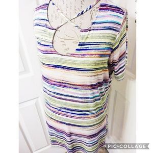 Avenue Neck Detail Striped Top Size 14